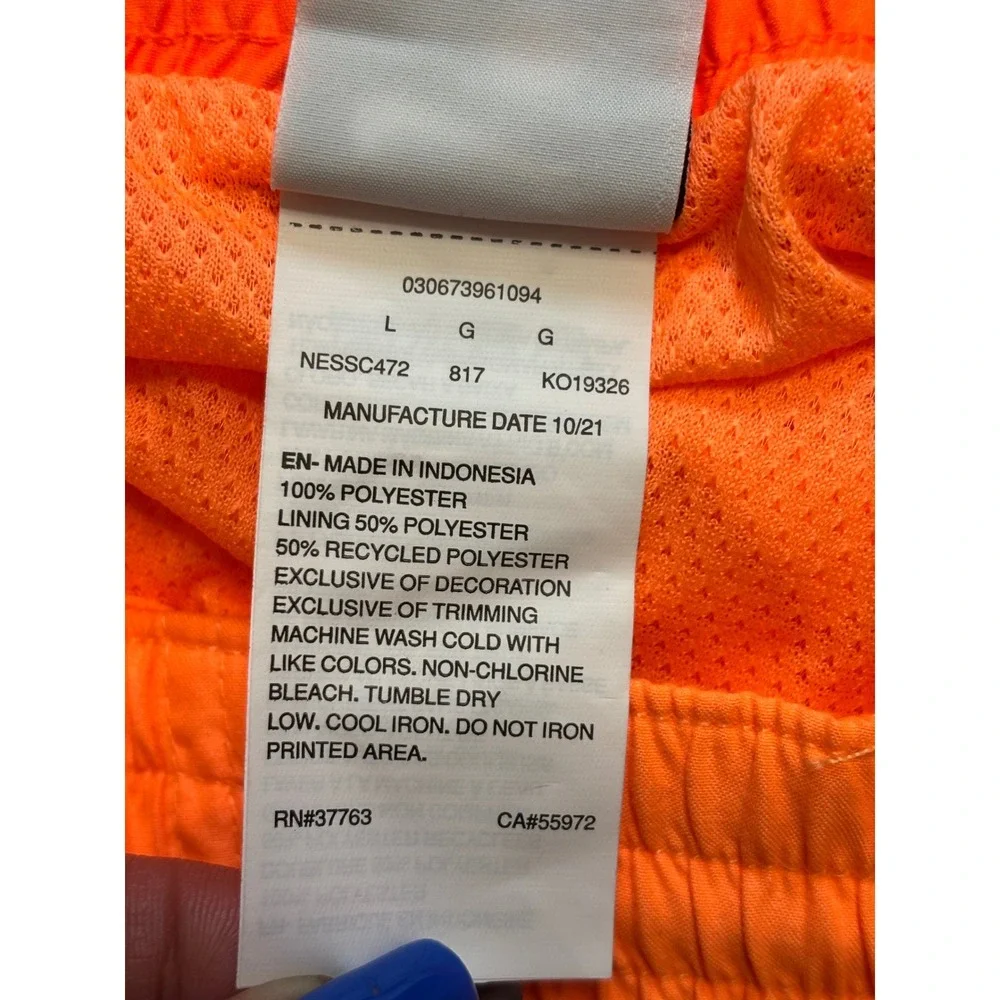 Nike Swim Trunks Mens Large Neon Orange Mesh Lined Board Shorts NESSC472